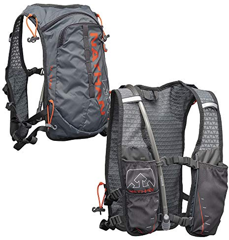 Nathan TrailMix 7L Running Vest for Men & Women, EXPANDED Sizing, 7 Liters, Hydration Vest w/ 2L Bladder Hydration Pack, Water Backpack for Hiking, Running, Walking, Marathon, Race - Charcoal Grey