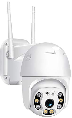Pan Tilt Outdoor Security Camera, 1080P Home WiFi IP Camera, Pan Tilt Dome Surveillance Cam, Two Way Audio Motion Detection Clear Night Vision Onvif Waterproof CCTV Camera Support Max 128G SD