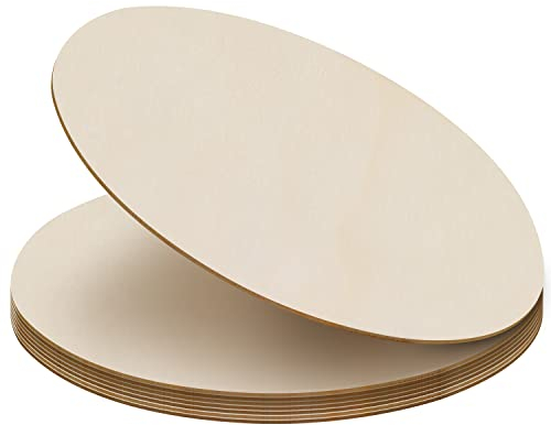 Belle Vous Set mit 8 Scheiben aus unbehandeltem Holz – Holzscheiben, 30 cm und 3 mm dick, rund, unbehandeltes Naturholz, für Handwerk, Schilder, Hausdekorationen und Ornamente