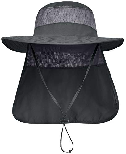LCZTN Gorra de safari con protección solar UPF 50+ para hombre, ala ancha, para pesca, senderismo, con solapa para el cuello, para trabajo en el jardín
