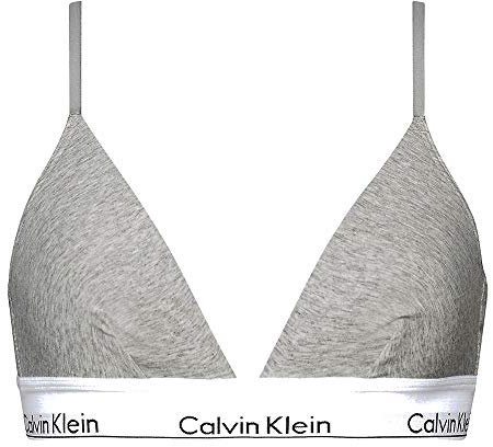 Calvin Klein Women’s Triangle Bralette with Removable Padding, Grey (Grey Heather), S