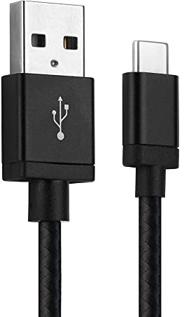 CELLONIC USB Controller Charger Cable Replacement for Microsoft Xbox Series X, Series S/One Elite Controller 2 1m Long Fast Charging 3A Games Gaming Console Nylon Wire Lead - Black