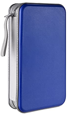 LIOVODE étui DVD, Porte-CD d'une capacité de 96, étui de Rangement multimédia Collection de disques Portefeuille de Protection pour la Maison et la Voiture (capacité 96, Bleu 96)