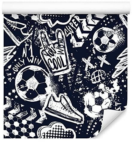 Muralo Vlies Tapete 10m Tapeten Rollen Jugend Sport Graffiti Fußball 3D Vliestapete 1000 x 53cm Wand Tapete Wohnzimmer Schlafzimmer Moderne Wanddeko Wand Dekoration