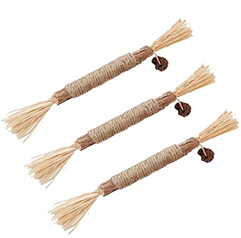 DONGNOD Katzenminzen Sticks, 3X Katzenminze Spielzeug Katzen Kauhölzer für Katzen Zahnpflege & gegen Mundgeruch Natürlich Sicher Katzensticks Kausticks Set Geeignet für große Katzen und Kätzchen