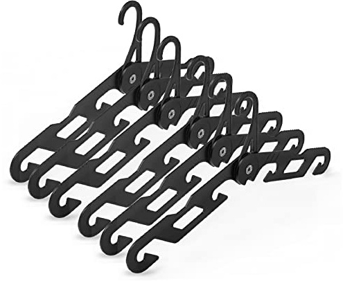 NICEDACK Premium Reisebügel Tragbare Klapp Kleiderbügel Super Bearing Collapsible Hanger Faltbare Kleidertrockner für Reisen, drinnen und draußen 6 Pack (6 Schwarz)