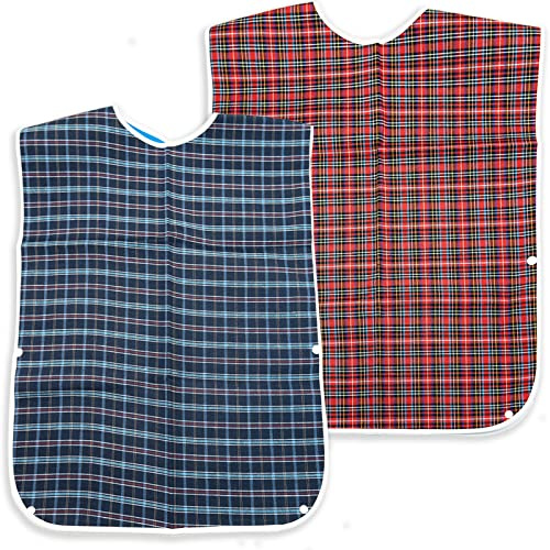 SZXMDKH 2 Adult Bibs Waterproof Eldly Bib Adult Washable Dining Bibs Mealtime Bib Clothing Protector for Elderly Men Women