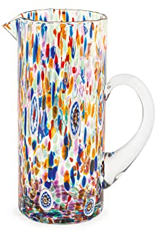 H&H Veneziano Brocca in Vetro, Multicolore, Lt 1,3, eseguito Secondo la Tecnica dei Maestri di Murano, Hand Made in Italy