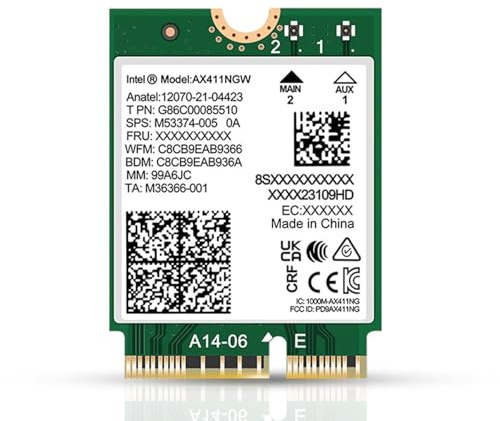 HighZer0 Electronics Intel AX411 Double Connect WiFi 6E (Gig+) CNVio2 Tri Band 2.4/5/6GHz Wireless Adapter AX411NGW 802.11ax 2.4Gbps Bluetooth 5.3 No vPro