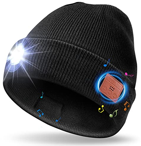 UNBON Geschenke für Männer, Männer Geschenke Weihnachten, Bluetooth Mütze mit LED Licht, LED Mütze Bluetooth Licht Herren, Männergeschenke Geburtstag, Männer Mann Sie