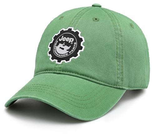Jeep Hat Performance Parts Gear Logo Heavy Twill Green Baseball Cap