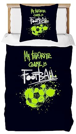 DJDEA Bettwäsche Fussball Mikrofaser, Weich und Warme Bettwäsche 135x200 Kinder mit Kissenbezug 80x80cm, Fussball Bettwäsche für Fußballfans