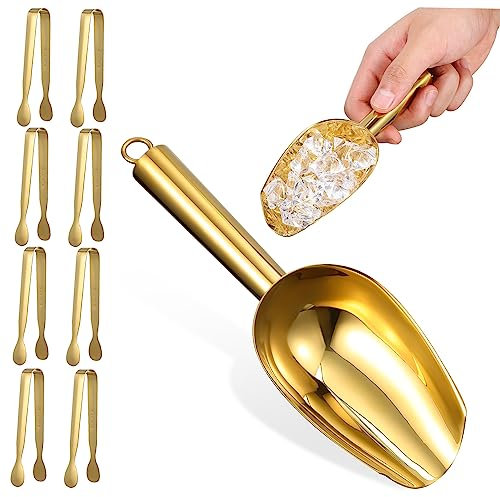 Mobestech 2pièces Lot De Pelles à Glace Avec Pinces à Glace Pour Bar Et Congélateur Poignée Confortable Acier Inoxydable