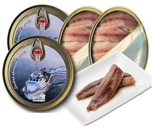 Los Picones Gourmet® Sardinas Ahumadas en Aceite de Oliva I Pack 2 Latas 115gr./ 6 Lomos (230gr./12 Lomos) I Conservas y Salazones Gourmet I Ahumados y Enlatados Premium.