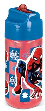 p:os 35682 – Spiderman drickflaska för barn med integrerat sugrör, drickbehållare med ca. 430 ml kapacitet, perfekt för kalla drycker