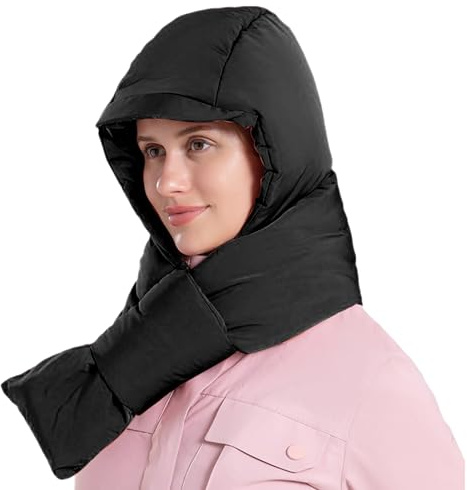 Niktule Kapuzenschal für Damen Winter,mütze schal sets für damen,kapuzenschal damen,Radfahren winddichter Daunen Kapuzenschal Integrierter Ohrenschutz,Winter Halswärmer mit Kapuze für kaltes Wetter