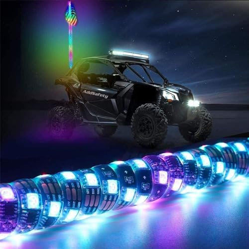 ELzEy LED Whip Lights Le Fouet LED Allume Les lumières LED RVB télécommandées RF, la lumière d'antenne LED avec fouets éclairés en Spirale pour UTV ATV RZR Trucks Buggy 4FT (Color : 4ft)