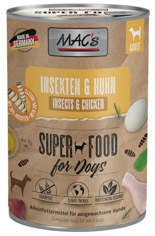 Mac's Dog | Hundefutter Insekt | mit Rind oder mit Huhn | auch als 6er Mix | bei Futtermittelunverträglichkeiten geeignet | getreidefreies Nassfutter für Hunde (6X 400g, Insekten & Huhn)
