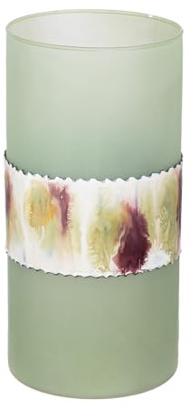 GILDE Dekovase Zylindervase aus Glas - Blumenvase Glasvase Tischvase Vase Deko Wohnzimmer - Farbe: Grün matt Höhe 25,5 cm