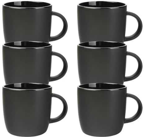Schramm® Kaffeetassen Set schwarz aus Porzellan wählbar 6 oder 12 Stück 250 ml Kaffeebecherset Kaffeebecher Keramik Tasse mit Henkel 6er oder 12er Set, Größe:6 Stück