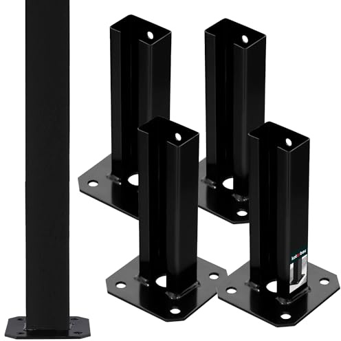 KOTARBAU® Pfostenträger für Zaunpfosten aus Metall, 60x40 mm, 4er Set | für Doppelstabmattenzaun Pfosten, Aufschraubhülse, Pfostenschuh zum Aufschrauben, pulverbeschichteter Stahl, Schwarz