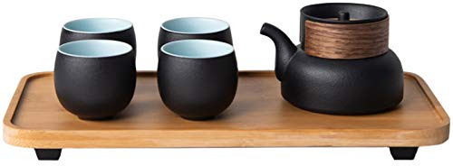 Set teiera Set da tè Cinese Portatile Kongfu Set da tè in Ceramica da Viaggio Include teiera in Porcellana Tazze da tè Vassoio da tè in bambù Clip da tè e Borsa da Viaggio Portatile Set di Tazze da