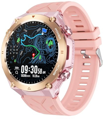 Smartwatch Herren GPS Barometer Sportuhr Fitnessuhr Militär Uhr Kompass Höhenmesser Outdoor Telefonfunktion Gesundheitsuhr Blutdruck Pulsuhr Laufuhr Aktivitätstracker Military Watch Schrittzähler