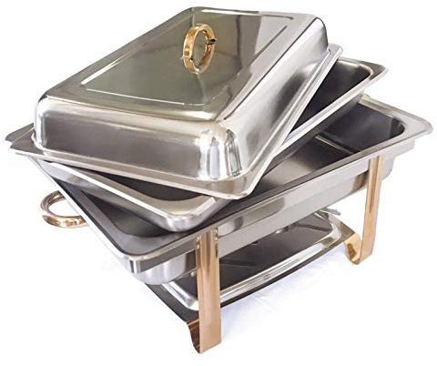 HUSPOO 9 Liter Chafing Dish Speisenwärmer, Edelstahl Warmhaltebehälter Wärmebehälter Speisenwärmer Buffetwärmer für Catering Buffet und Party