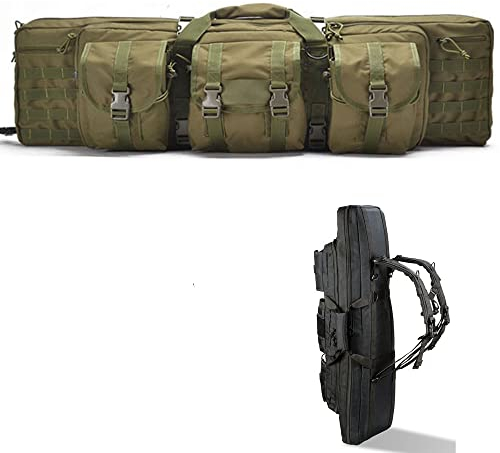 ANSNOW Doppelter Langer Waffenkoffer, Taktischer Weicher Gewehrkoffer,Entasche, Taktischer Waffenbeutel, Schusswaffentransportkoffer, Waffenrucksack, Waffentragekoffer Für Jagdschießen/Verde/93Cm