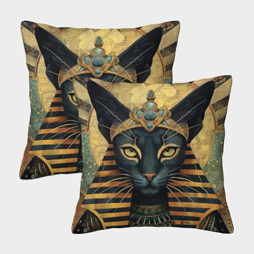 ZHUICHENG Katze Kissenbezug 2er Set Kissenbezüge Wohnzimmer Kissenhülle Sofakissen Polyester Polster Textil Für Sofa Stuhl Bett Garten Deko Kissen 45x45cm