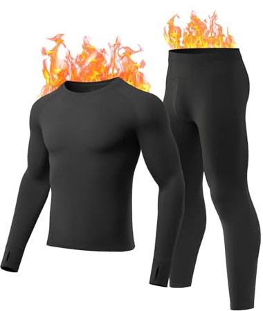 gagli Thermounterwäsche Herren mit Innenfleece, Thermounterhemd & Thermohosen Funktionsunterwäsche Set, Winter Warm Skiunterwäsche Thermowäsche Set