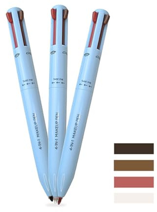 Bolígrafo de Maquillaje 4 en 1, Delineador de Ojos, Lápiz de Cejas, Perfilador de Labios e Iluminador, Bolígrafo De Maquillaje Multifuncional Impermeable