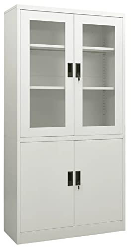 ShGaxin Büroschrank, Aktenschrank, Werkzeugschrank, Metallschrank, Stahlschrank, Kellerschrank, Universalschrank, Lagerschrank, Hellgrau 90x40x180 cm Stahl