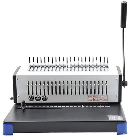 IUBGFTO Manuelle Bindemaschine, Kamm-Schürzenklammer-Bindemaschine, verstellbare Ränder, einfach zu bedienen, Bindekapazität: 400 Blatt, Stanzkapazität: 22 Blatt 80 g