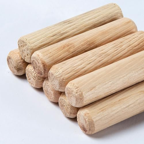COYOUCO 50 pcs goupilles en Bois, 15mm dia cannelé Bois Goujons tiges Bois Dur Artisanat Chevilles Chevilles,60mm
