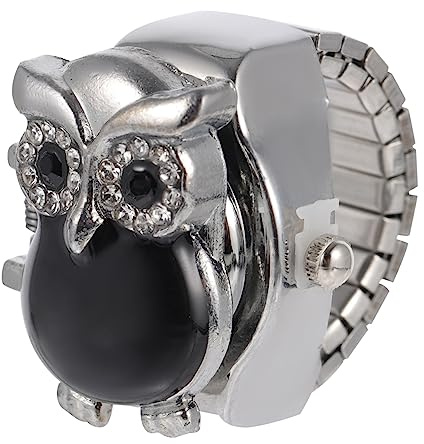 Holibanna Vintage Ringuhr Mit Eulen-Design Praktische Flip-up-Cover-fingeruhr Kleine Und Armbanduhr Zum Ablesen Der Uhrzeit Einfach Zu Tragen Und Dekorativ