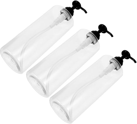 LALADEFIEE 3pcs 500ml Refillable Press Pump Bottle Round Shoulder Subpackaging Shower Gel Container Empty Soap Dispenser Bottles Black Pump Head for Home Bathroom