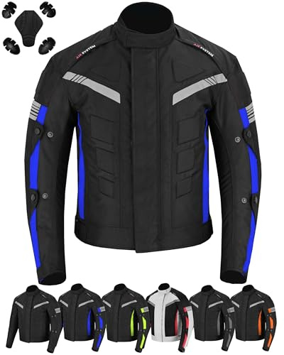 Hive Moto Mens Motorbike Jacket Waterproof CE Armoured For Bikers Mens Boys Coat Racing Cordura Jacket (US, Alpha, XX-Large, Regular, Regular, Blue)