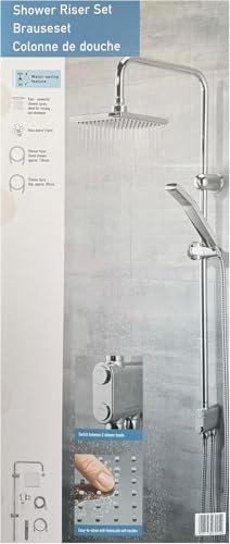 LIVARNO Duschsystem mit Überkopfbrause, 17,6 x 17,6 cm Regendusche, 150 cm Brauseschlauch, Chrom