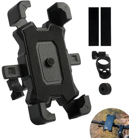 KUEEA Support Telephone Velo, Support pour Téléphone sur Moto, Support pour Téléphone 360° Rotatif pour Vélo, Anti-Branle pour Smartphone, Compatible avec Différents Smartphones