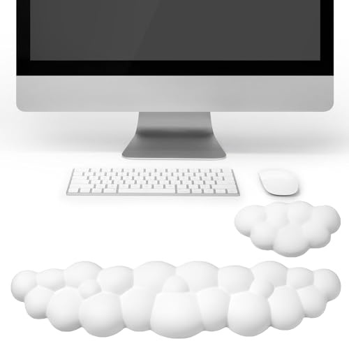Wolke Tastatur, Weiß Wolke Handgelenkauflage, PU Leder Ergonomisch Weich Cloud Handauflage Tastatur Maus Set