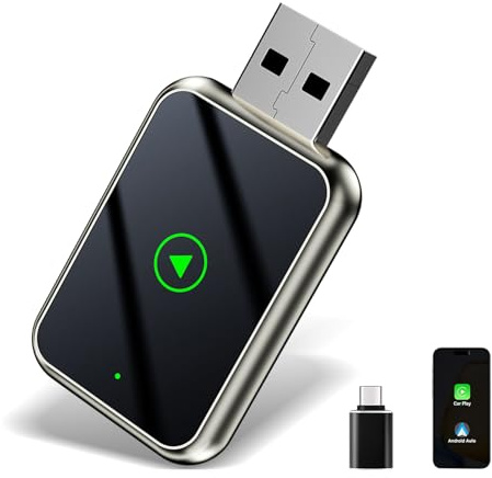 Anluomania Adaptador Carplay Inalambrico, 2-en-1 Adaptador inalámbrico CarPlay y Android Auto para Convierte CarPlay con Cable a Inalámbrico, Plug&Play USB C/A, Compatible con Coches de iOS 10+