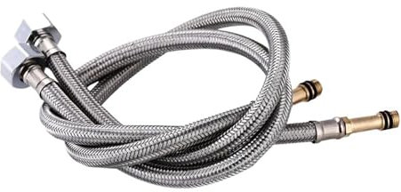 2pcs 60/80cm Bathroom Kitchen Faucet Connector Braided Supply Hose Stainless Steel Basin Tap Hot and Cold Water Inlet Pipe G1/2(80cm)