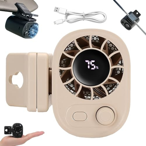 Ventilateur De Voiture Joytutu à Clip Avec écran LED - Rotation à 360°, 100 Vitesses Réglables, Ventilateurs De Refroidissement Personnels Rechargeables USB, Batterie 1800 Mah, Ventilateurs De Voiture
