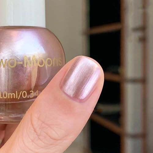Pearl Nail Polish - Pink Metallic Nail Polish - Quick Dry Pearlescent Nail Varnish - Shimmer Long Lasting Pale Pink Mermaid Nail Varnish - Non-Toxic No Need Baking for Women DIY Manicure