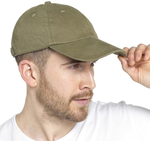 GM Apparel Men Women Vintage Stone Washed Cotton Baseball Cap – Unisex Plain Adjustable Hat | Dad Hat for Men & Women | 100% Cotton Caps Classic Low Profile (Olive)
