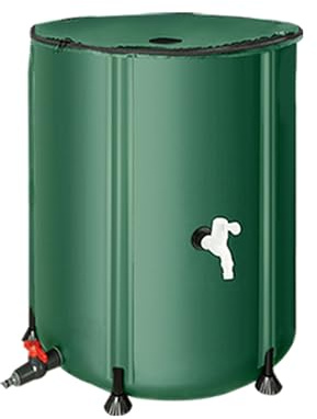 Zusammenklappbares Regenfass, tragbarer Wasserspeichertank, Wasserauffangbehälter mit Filterzapfen-Überlaufsatz(100X125cm/1000L)
