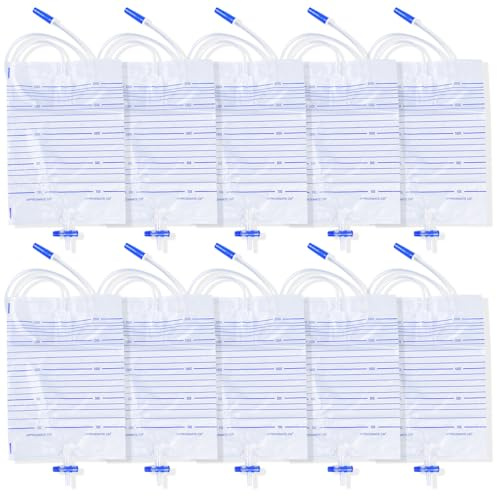 10 Stück 2000ml Urinbeutel Beinbeutel,katheterbeutel, Urindrainagebeutel, Urinbeutel bei Inkontinenz,Urinsammelbeutel Drainagebeutel,Urinbeutel mit Ventil und T-Ablass