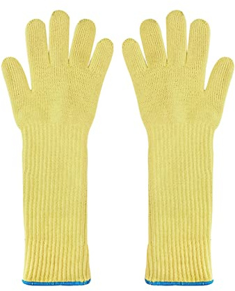 EDEDE Guantes Anticortes, Fibra 2 Capas a Prueba de Fuego Anti Corte Resistente al Fuego 500 Grados centígrados Seguridad Trabajo Barbacoa Horno Guante Seguridad Trabajo Guante(48CM 1pair)
