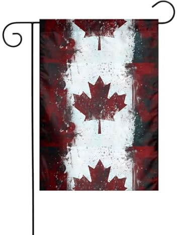 Bandiera da giardino 30,5 x 45,7 cm WHJSHOP Retro Canada Flag Stampe decorazione da giardino spessa resistente alle pieghe per giardino esterno prato terrazza